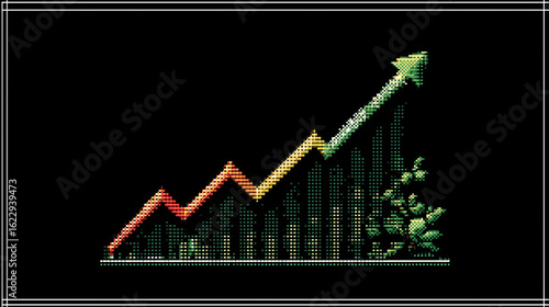 Economic Growth Graph: A vibrant graphic depicting an upward trend, visualized through a colorful graph, symbolizing financial progress, success, and market expansion.