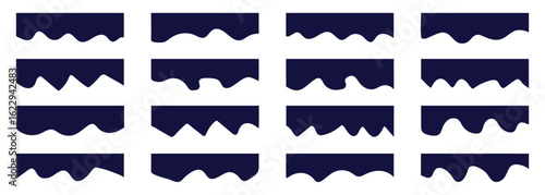 Header shape background for website design. Vector border for banner. Compilation of assorted shapes for web page headers or footers. Abstract divider for bottom or frame of template