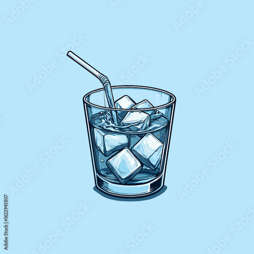 Refreshing Glass of Ice Water