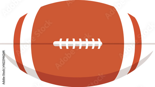 A close-up, centered view of an American football with white laces and stripes on a plain background.