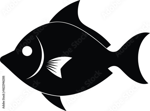 La nature et l'océan isolés symbolisent la vie sous-marine avec un joli dauphin bleu et une ailette de requin noir, illustration de vecteur
