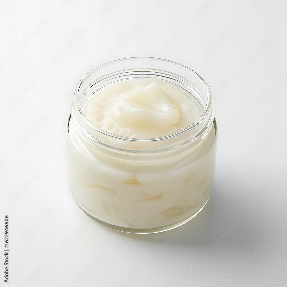 white fungus dessert in glass jar, top view sealed ,isolated on white background white fungus dessert in glass jar, top view sealed ,isolated on white background