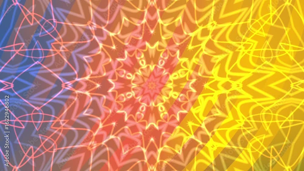 A Vibrant Twist Mesmerizing kaleidoscopic animation featuring vibrant geometric patterns and symmetrical designs in motion graphics