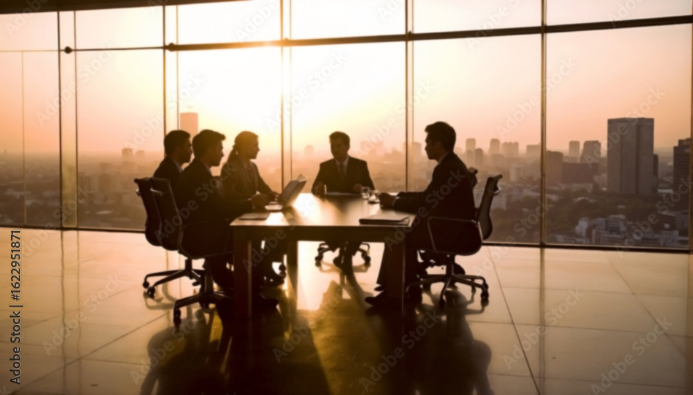 Fototapeta premium Business office with blurred people casual wear, with blurred bokeh background