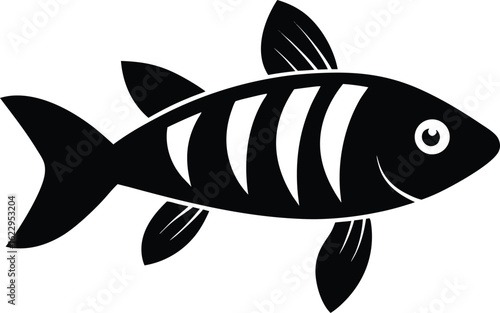 Une poisson isolé dessin de silhouette noir dans une rivière