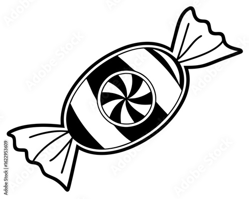 Black and white swirl candy silhouette