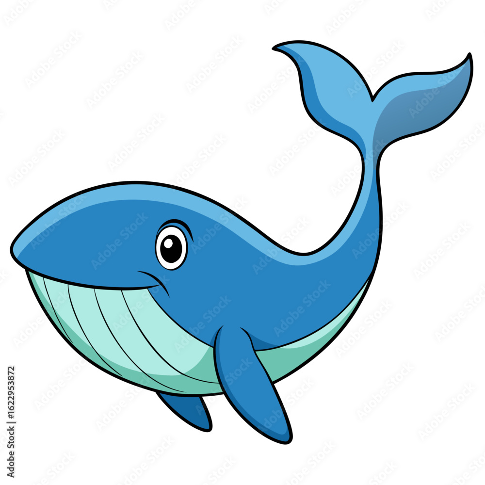 Cute blue whale cartoon illustration isolated on white background Cute blue whale cartoon illustration isolated on white background