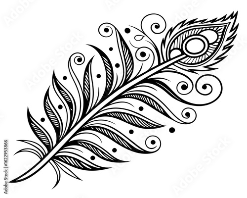 Ornate peacock feather silhouette design