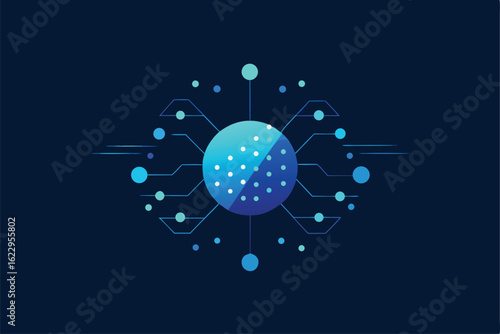 minimalist blue tech mesh with light particles and.eps