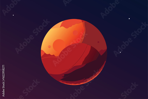 red moon eclipse with detailed craters and glowing.eps