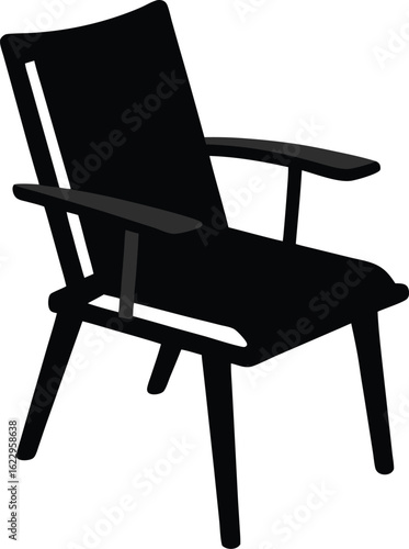 Conception de mobilier de bureau en bois noir, chaise et fauteuil en cuir, décoration d'intérieur confortable et antique