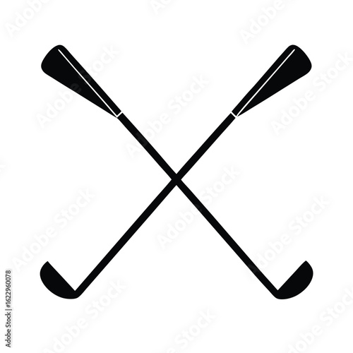 Crossed golf clubs black vector sport