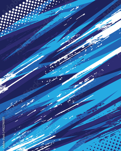 Abstract blue striped sports jersey fabric design