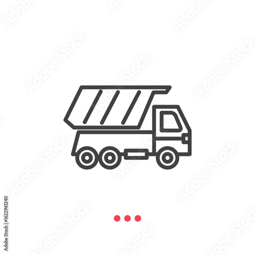 Dumper truck icon. Thin line icon vector.