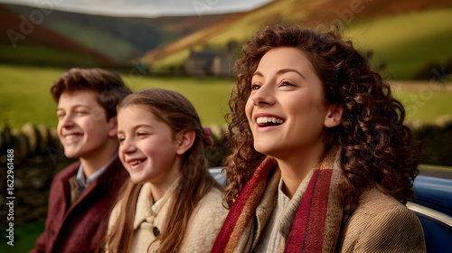 a scenic train ride through rolling green hills and rustic countryside