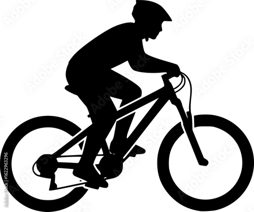 Mountain bike bicycle cycle silhouette outdoor adventure transportation flat icon
