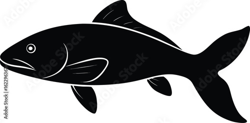 Dessin animé d'une silhouette de requin sous-marin noir, symbole marin de la faune de l'océan