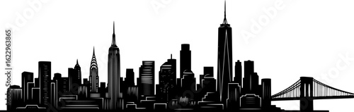 Stunning New York City Skyline Silhouette Vector Illustration for Design

