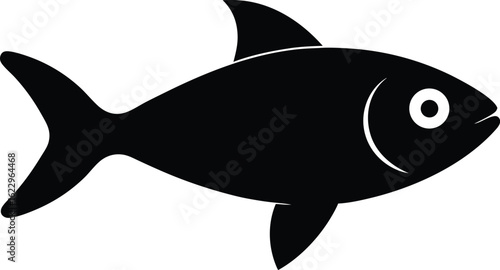 Illustration de saumon de dessin animé, d'un poisson dans l'océan, animal aquatique, silhouette de fruits de mer, de thon et de requin, vecteur de pêche sous-marine