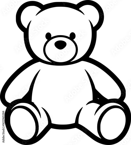Charming Sitting Teddy Bear Silhouette Vector Art
