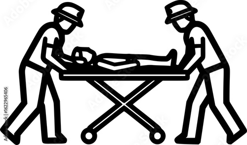 Emergency Medical Team Silhouette Illustration Stretcher Rescue Scene
