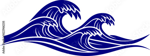 Silhouette illustration of ocean waves
