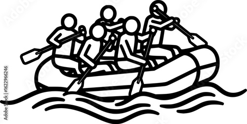 White Water Rafting Adventure: A Teamwork and Sports Illustration
