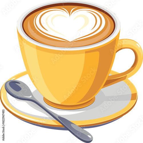 Flat illustration cappuccino coffee