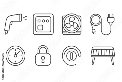 Home appliances line icon set. gadgets and tools linear style collection
