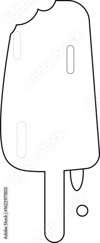 A little bite Yummy funny Ice-cream line art vector