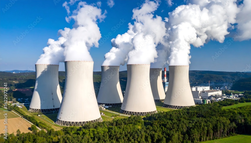 Power plant with cooling towers (1) Power plant with cooling towers (1)