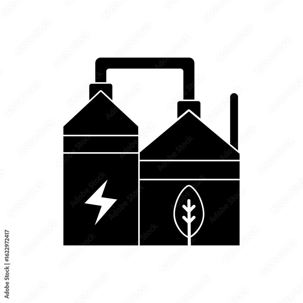 Obraz premium biogas plant line icon. eco industry, environment and alternative energy symbol.