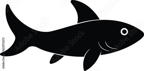 Dessin animé d'un requin poisson avec le mot vecteur pour une mascotte de fruits de mer, symbole marin