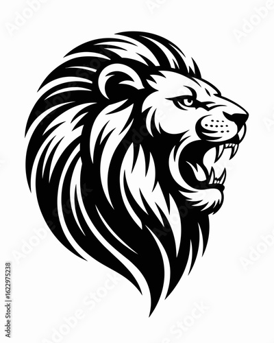 lion, roar, head, illustration, wild animal, predator, strength, graphic, silhouette, animal, carnivore, nature, wild, wildlife, fierce, black and white, big cat, strength symbol, power, regal, predat