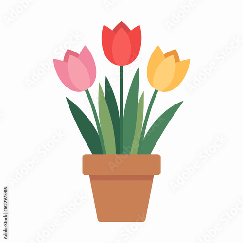  tulip, flowers, plant, pot, illustration, spring, garden, colorful, floral, nature, potted plant, flowerpot, decoration, vibrant, bloom, gardening, home decor, outdoor, yellow, red, pink, greenery, b