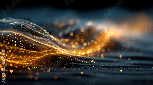 Wallpaper Mural Golden light particles flowing over dark surface Torontodigital.ca