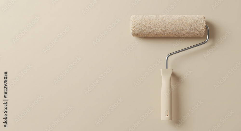 Obraz premium Simplified Paint Roller with Textured Sleeve Renovation and Creativity Concept for DIY Home Improvement Projects