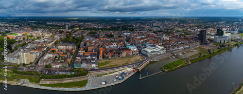 Aerial view of Venlo in netherlands on a cloudy and windy afternoon