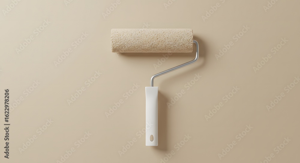 Obraz premium Minimalist Paint Roller with Patterned Sleeve DIY Home Renovation and Creative Improvement Concept