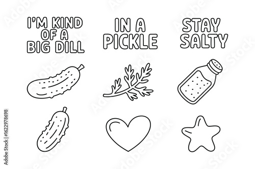 Pickle Dill Salt Star Heart Dill Sprig salt shaker