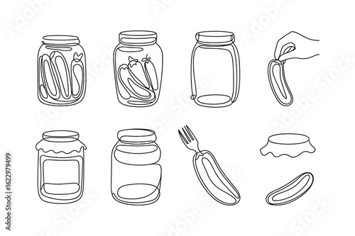 Pickled peppers jars and fork food preservation