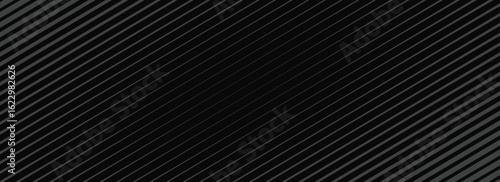 Black oblique straight line background. Modern dark linear abstract wallpaper. Luxury stripe gradient texture. Grey diagonal line backdrop for flyer, banner, poster, cover, presentation. Simple