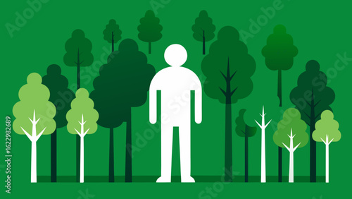 White Human Silhouette Amidst Green Forest Trees person
