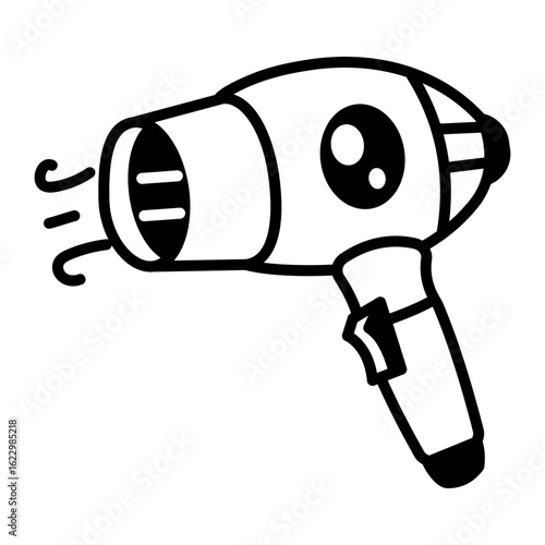 A doodle style icon depicting hair dryer
