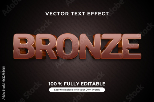 Bronze Metallic Vector Text Effect Design ideal for professional titles, logos, and posters.