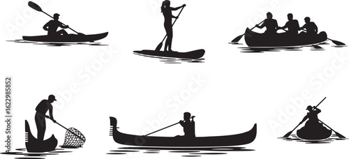 Water Sports Silhouettes A Collection of Recreational Activities on Water for Outdoor Enthusiasts
