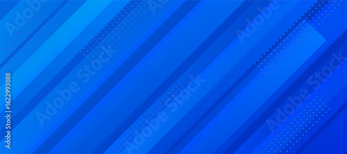 Abstract modern blue gradient wide background. Blue banner background with modern dynamic stripes and lines pattern.Suit for cover, poster, banner, brochure, header, website
