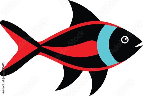 Simple vector illustration of a fish, featuring vibrant colors and a clean, modern design