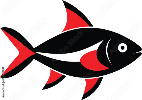 Colorful vector clip art of a fish, showcasing its fins and scales in a stylized design