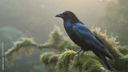 Raven Flying Through Moonlit Night